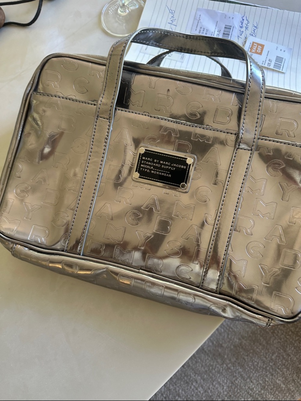 Marc by Marc Jacobs Metallic Silver Embossed Tablet Case or Cosmetic bag 💼
